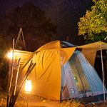 Tented camp by night